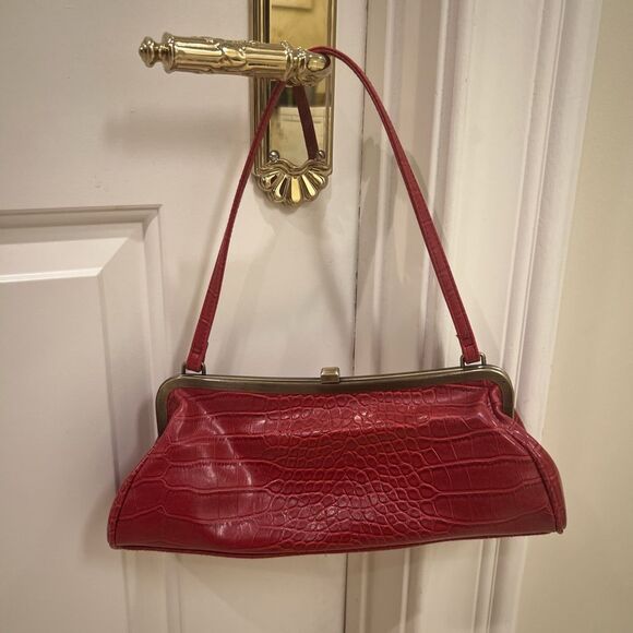 Vintage Clasp Red Snakeskin Shoulder Bag - Picture 1 of 4